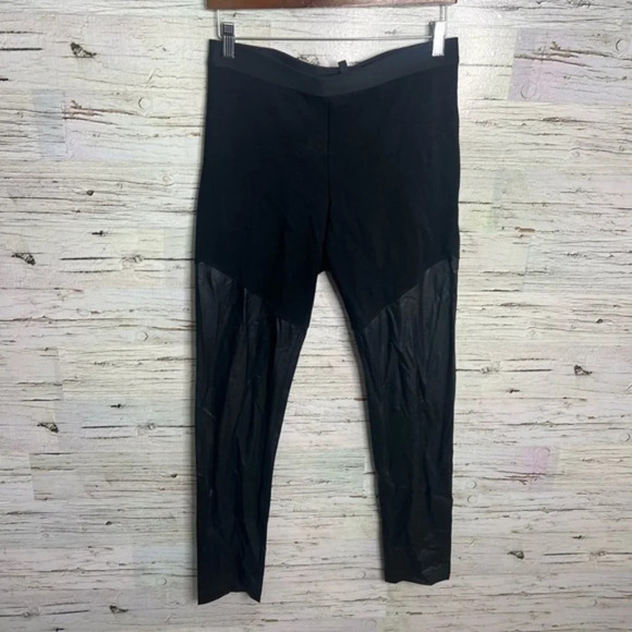 BCBGmaxazria black leggings  leather size medium - Picture 1 of 9